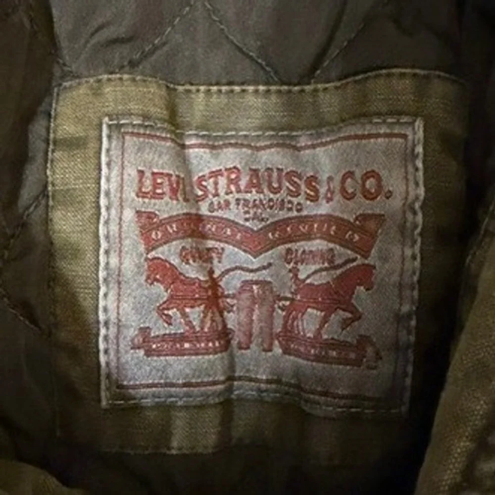 Levi Strauss Mens Olive Green Cotton Military Field Jacket Quilted Lined Large